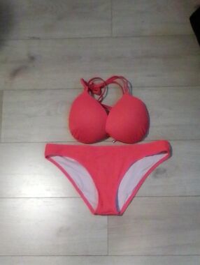 Shade & Shore Coral Halter Push-Up Bikini Set